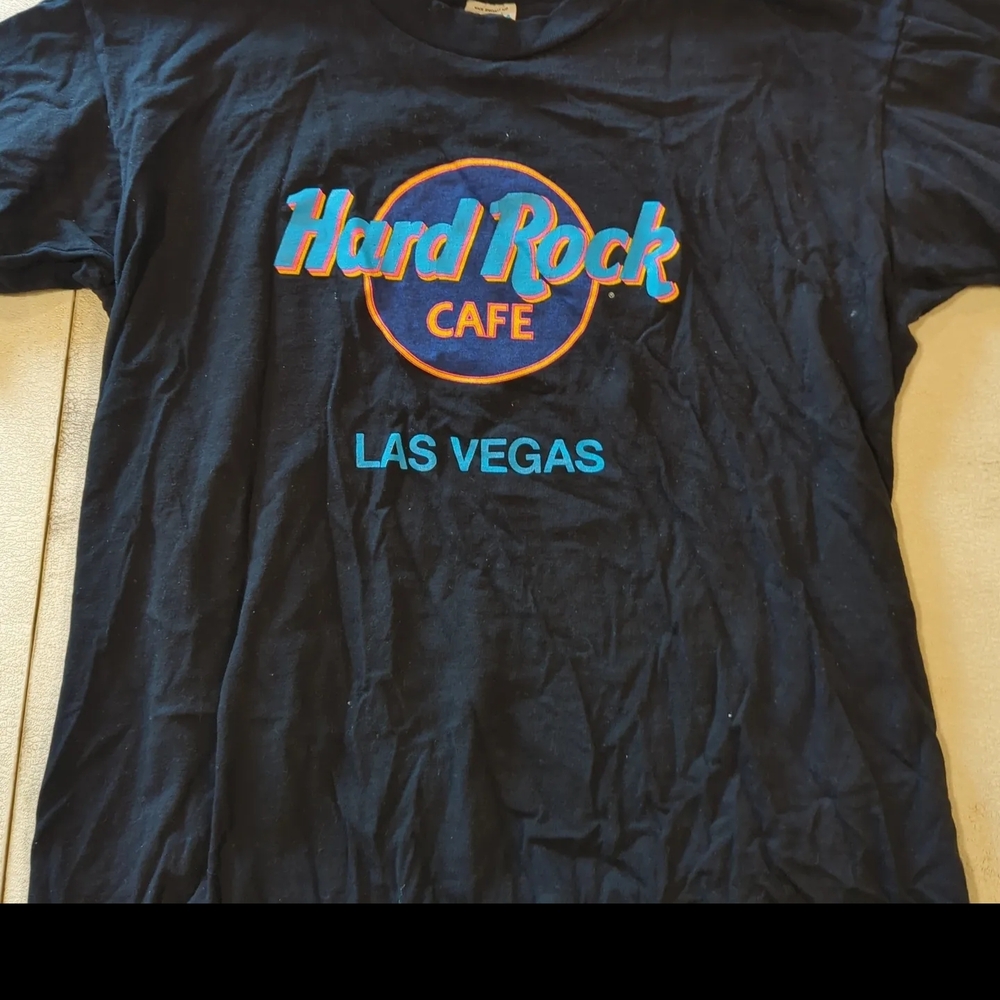 Hard Rock Cafe Black T-Shirt with Blue and Orange Logo